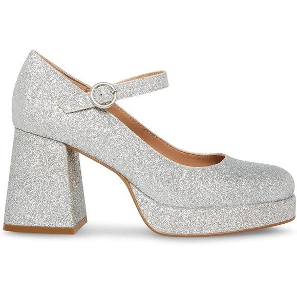 Steve Madden Shoes - Steve Madden Mingle Silver Platform Mary Jane’s